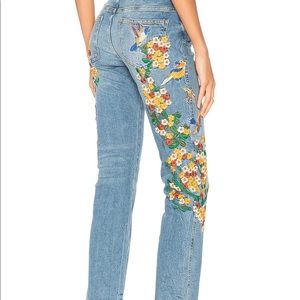 Free people embroidered girlfriend jeans light denim